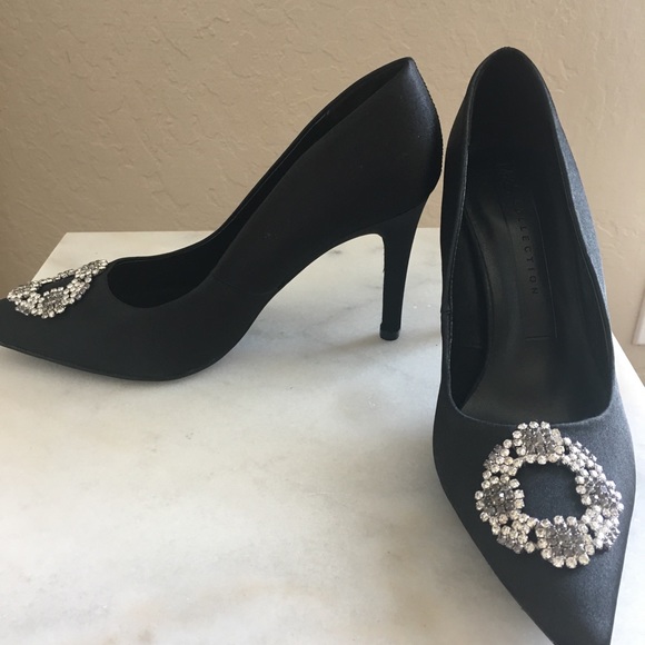 Black pointy toe evening high heeled shoes - Picture 6 of 7